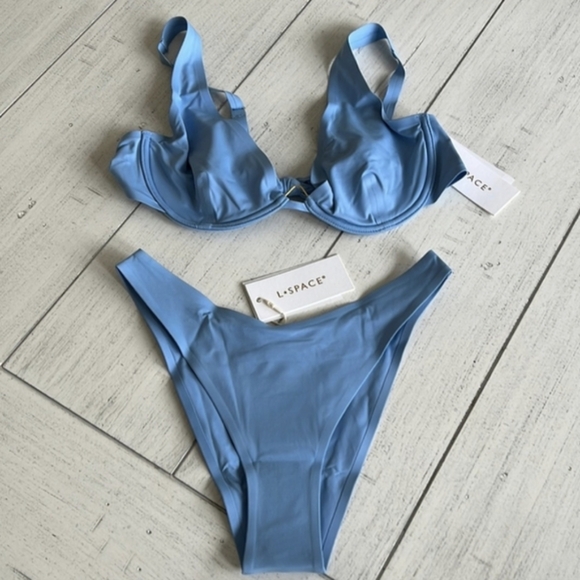 L*Space Seamless Alana Fused Cabana Bikini Set Aura Blue - Picture 2 of 8